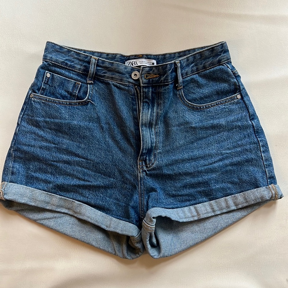 Zara mom fit denim shorts